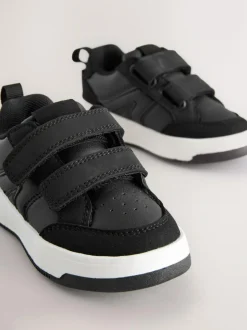 Next Wide Fit (G) Touch Fastening Two Strap Trainers Black Sale