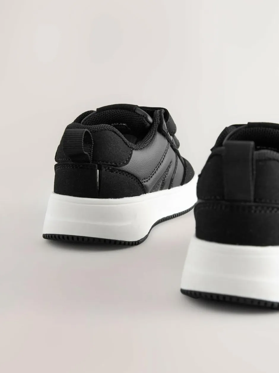 Next Wide Fit (G) Touch Fastening Two Strap Trainers Black Sale