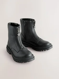 Next Wide Fit (G) Zip Front Ankle Boots Black Discount