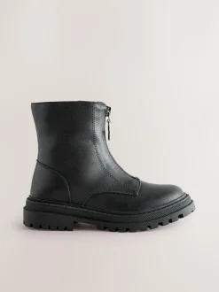 Next Wide Fit (G) Zip Front Ankle Boots Black Discount