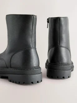 Next Wide Fit (G) Zip Front Ankle Boots Black Discount