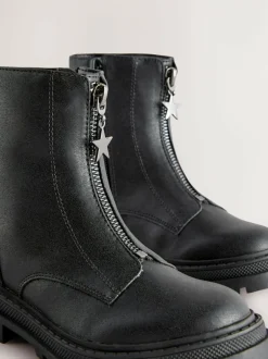 Next Wide Fit (G) Zip Front Ankle Boots Black Discount