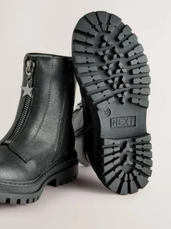 Next Wide Fit (G) Zip Front Ankle Boots Black Discount