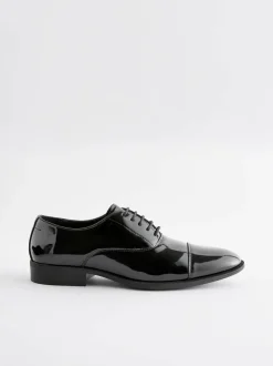 Next Black Wide Fit Patent Oxford Toe Cap Shoes Discount