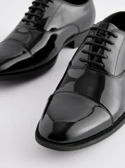 Next Black Wide Fit Patent Oxford Toe Cap Shoes Discount