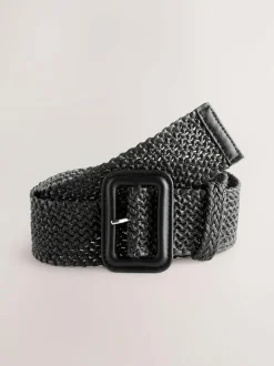 Next Black Wide Raffia Effect Belt Discount