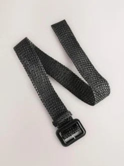 Next Black Wide Raffia Effect Belt Discount
