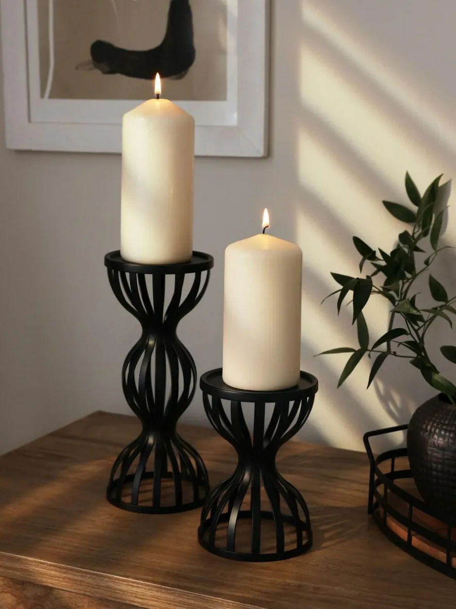 Next Black Wire Pillar Candle Holder Clearance