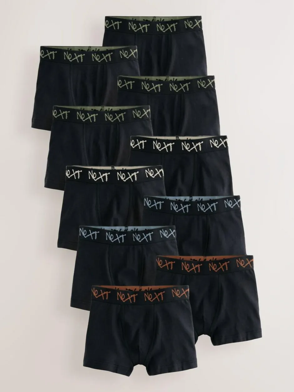 Next Black with Grafitti Waistband Trunks 10 Pack (1.5-16yrs) Clearance