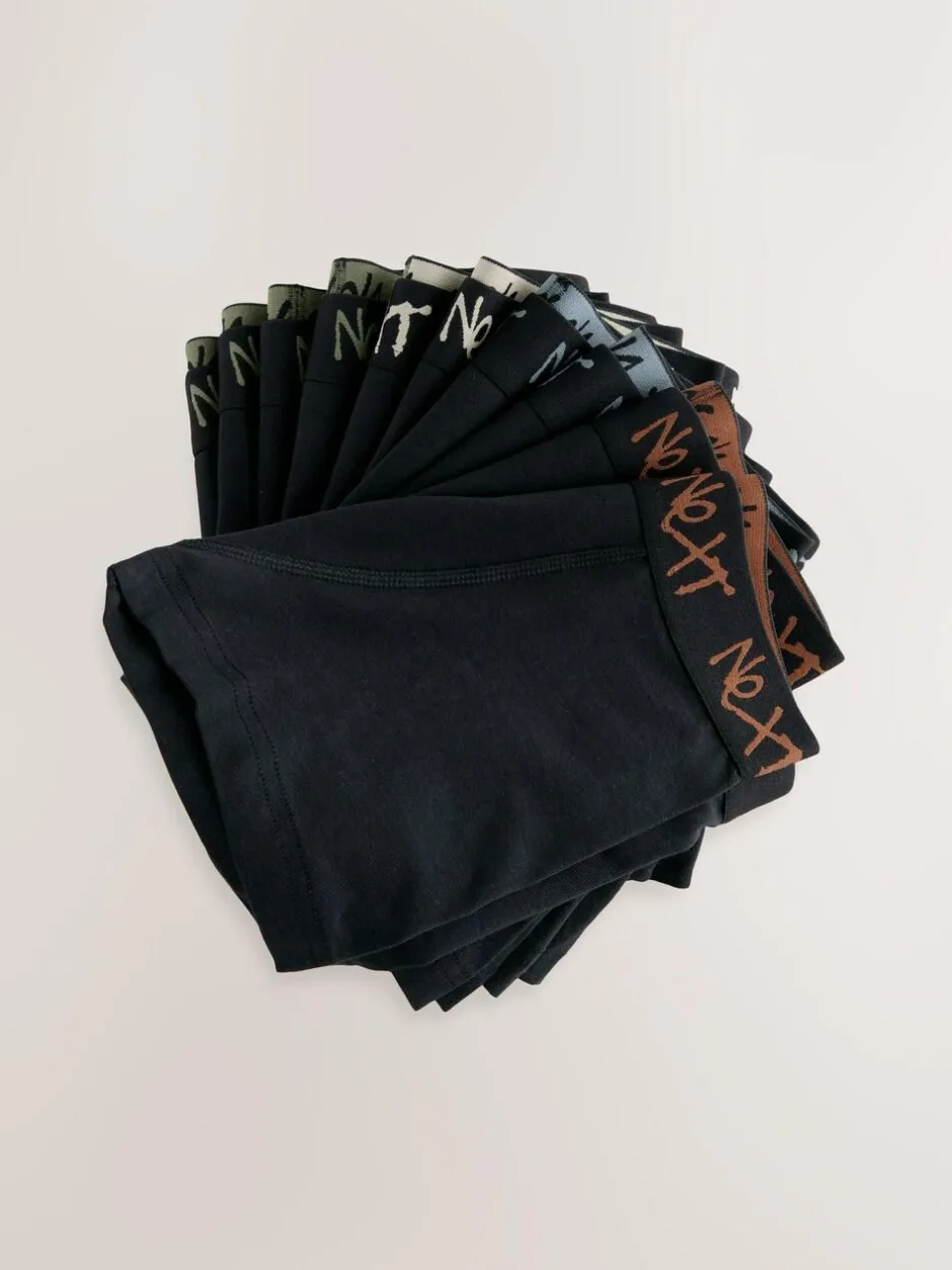 Next Black with Grafitti Waistband Trunks 10 Pack (1.5-16yrs) Clearance