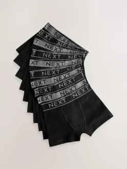 Next Black with Grey Waistband Trunks 10 Pack (1.5-16yrs) Clearance