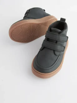 Next Standard Fit (F) Warm Lined Touch Fastening Boots Black with Gum Sole Discount