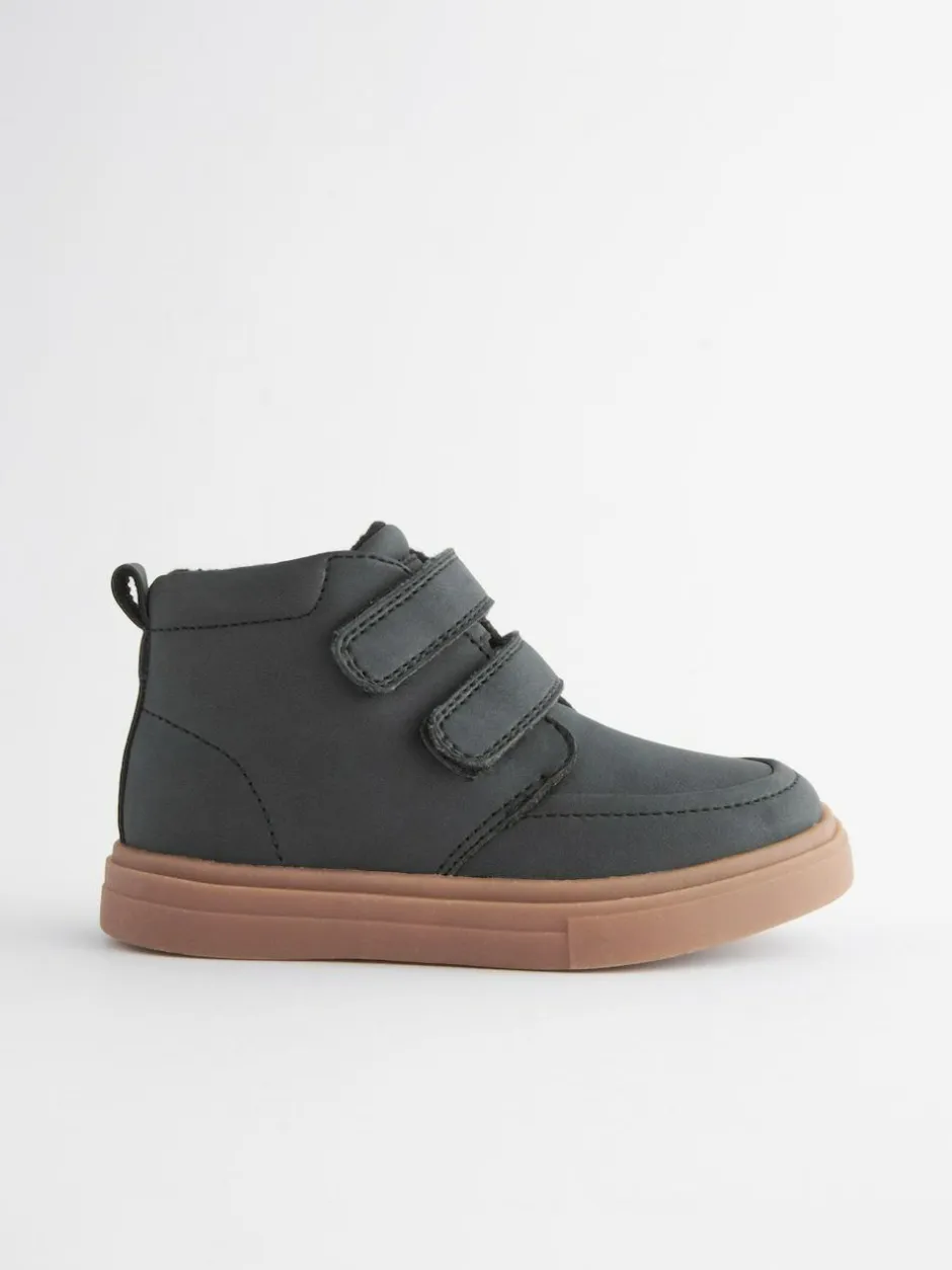 Next Wide Fit (G) Warm Lined Touch Fastening Boots Black with Gum Sole Sale