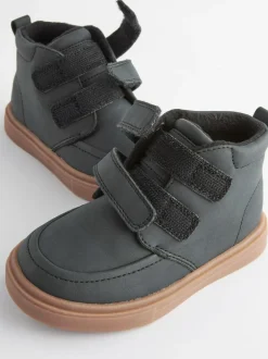 Next Wide Fit (G) Warm Lined Touch Fastening Boots Black with Gum Sole Sale