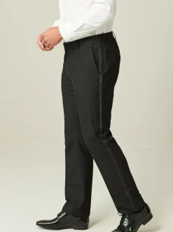 Next Black with Tape Detail Tailored Fit Tuxedo Suit Trousers New