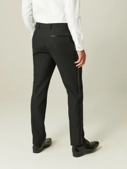 Next Black with Tape Detail Tailored Fit Tuxedo Suit Trousers New