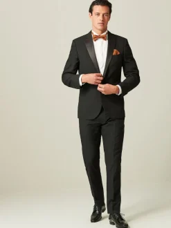 Next Black with Tape Detail Tailored Fit Tuxedo Suit Trousers New