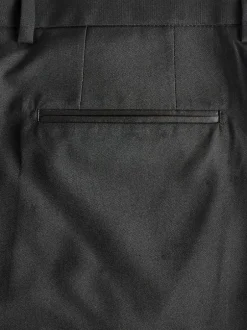 Next Black with Tape Detail Tailored Fit Tuxedo Suit Trousers New