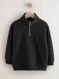Next Zip Neck Sweatshirt (3-16yrs) Black Discount