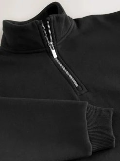Next Zip Neck Sweatshirt (3-16yrs) Black Discount
