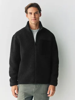 Next Zip Through Funnel Borg Fleece Black Online