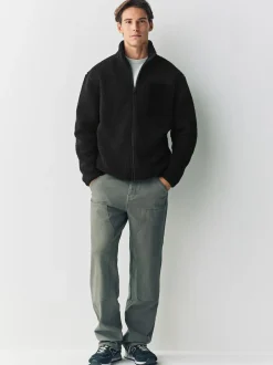Next Zip Through Funnel Borg Fleece Black Online