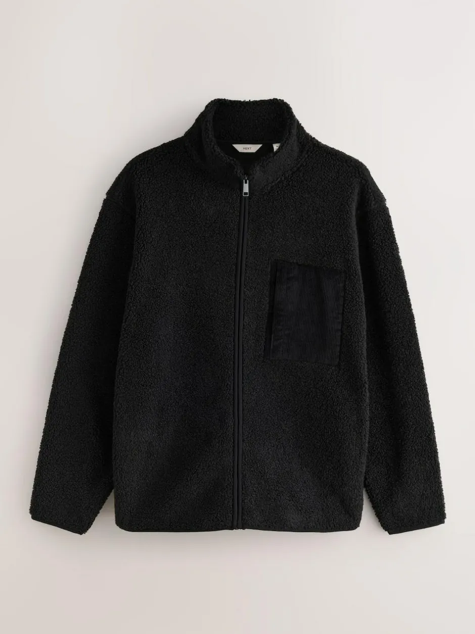 Next Zip Through Funnel Borg Fleece Black Online