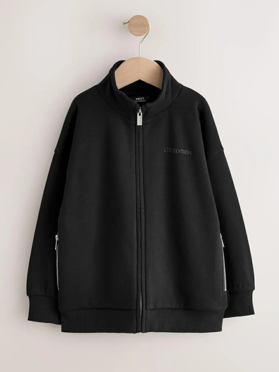 Next Zip Through Funnel Neck Sweater (3-16yrs) Black Outlet