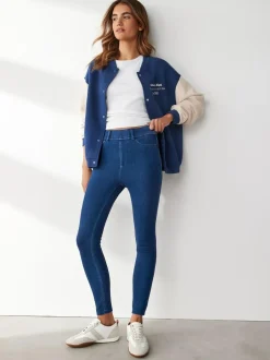 Next Full Length Jersey Denim Leggings 2 Pack Black/Blue Sale