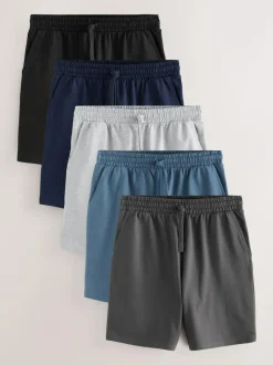 Next Loopback Soft Touch 5 Pack Joggers Shorts Black/Blue/Grey Outlet
