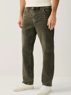 Next Black/Brown Single Straight Fit Classic Stretch Jeans Clearance