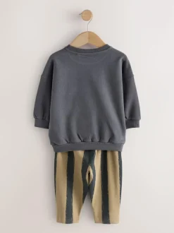 Next Black/Brown Single Sweatshirt And Stripe Joggers Set (3mths-7yrs) Sale