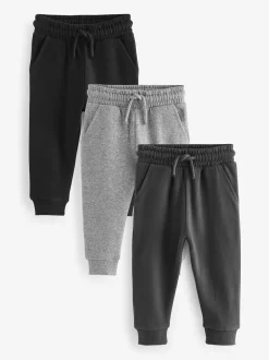 Next Soft Touch Joggers 3 Pack (3mths-7yrs) Black/Charcoal/Grey Online
