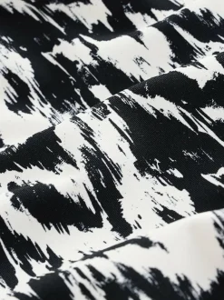 Next Essential High Neck Shaping Swimsuit Black/Cream Ikat Online
