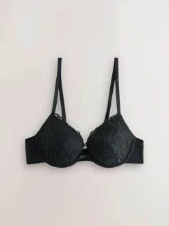 Next Black/Cream Pad Plunge Embroidered Bras 2 Pack Outlet