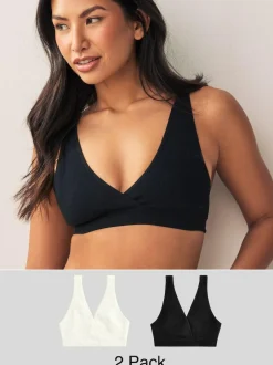 Next Black/Cream Seamless Non Wire Nursing Ultimate Comfort Bras 2 Pack New