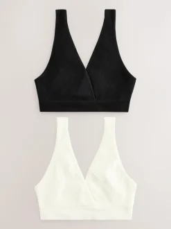 Next Black/Cream Seamless Non Wire Nursing Ultimate Comfort Bras 2 Pack New