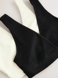 Next Black/Cream Seamless Non Wire Nursing Ultimate Comfort Bras 2 Pack New