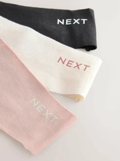 Next Black/Cream/Pink Thong Cotton Blend No VPL Knickers 7 Pack