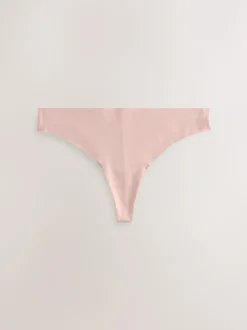 Next Black/Cream/Pink Thong Cotton Blend No VPL Knickers 7 Pack