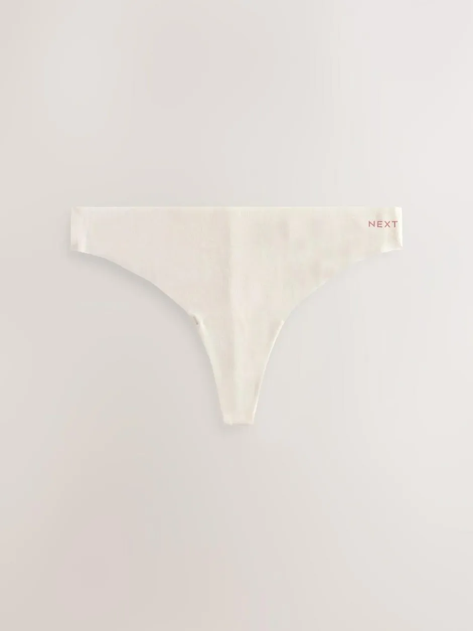 Next Black/Cream/Pink Thong Cotton Blend No VPL Knickers 7 Pack