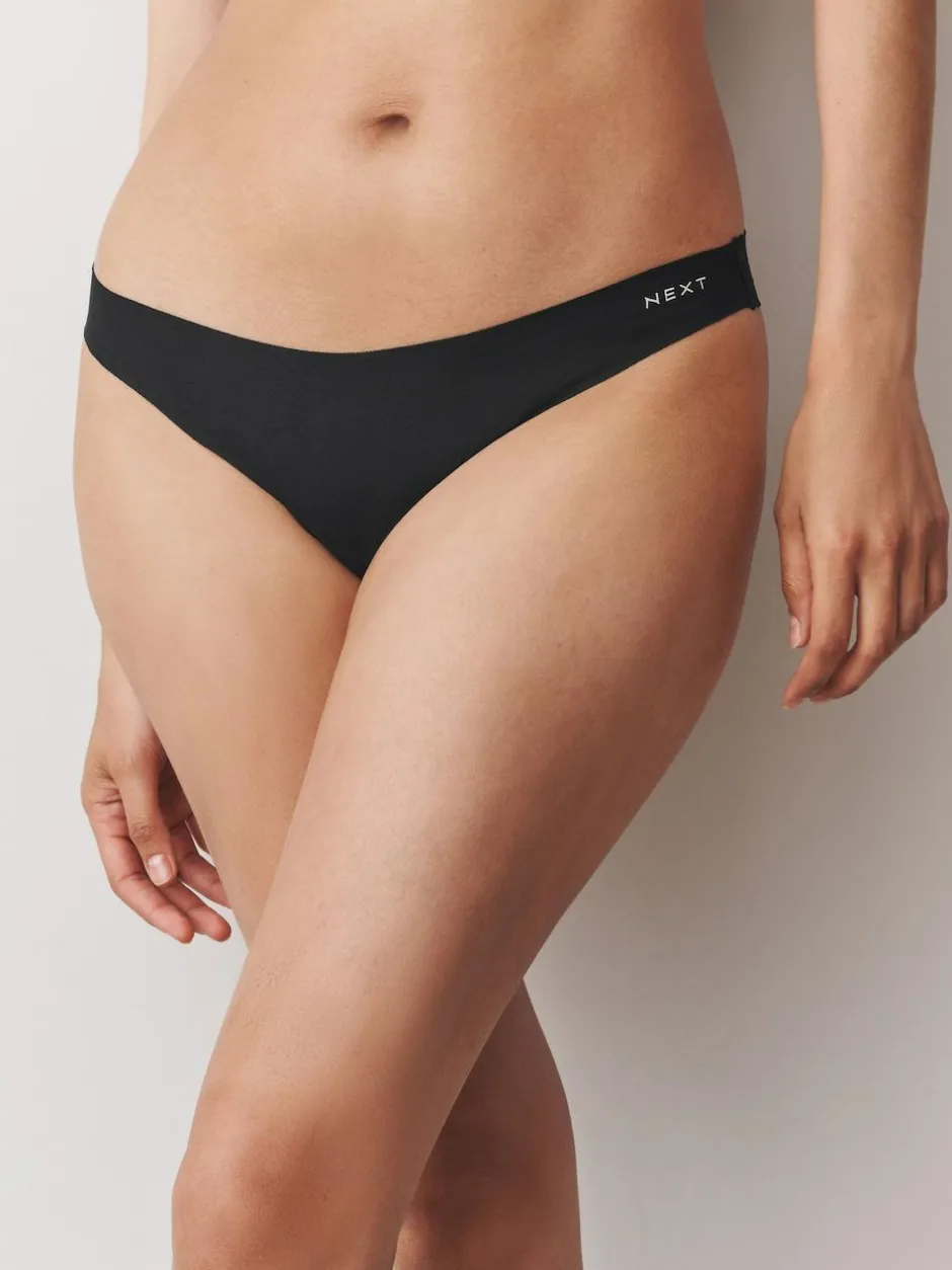 Next Black/Cream/Pink Thong Cotton Blend No VPL Knickers 7 Pack