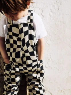 Next Dungarees (3mths-7yrs) Black/Ecru Checkerboard Best