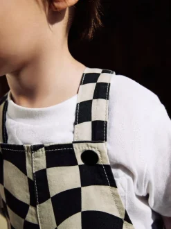 Next Dungarees (3mths-7yrs) Black/Ecru Checkerboard Best
