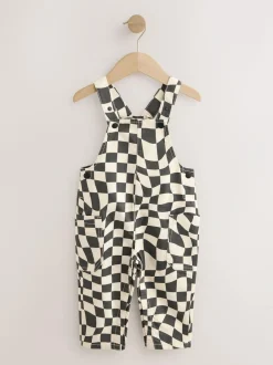Next Dungarees (3mths-7yrs) Black/Ecru Checkerboard Best