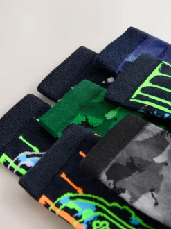 Next Black/Green Drippy Gamer Cotton Rich Socks 7 Pack Sale