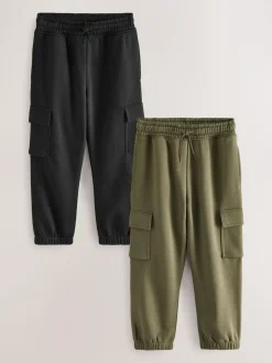 Next Regular Fit Cargo Joggers 2 Pack (3-16yrs) Black/Green Discount