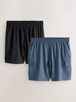 Next Black/Grey Active Cargo Gym Training Shorts 2 Pack Best