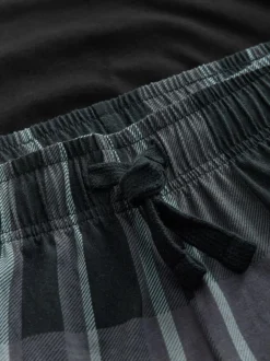 Next Black/Grey Check Long Sleeve 100% Cotton Pyjamas Set Hot
