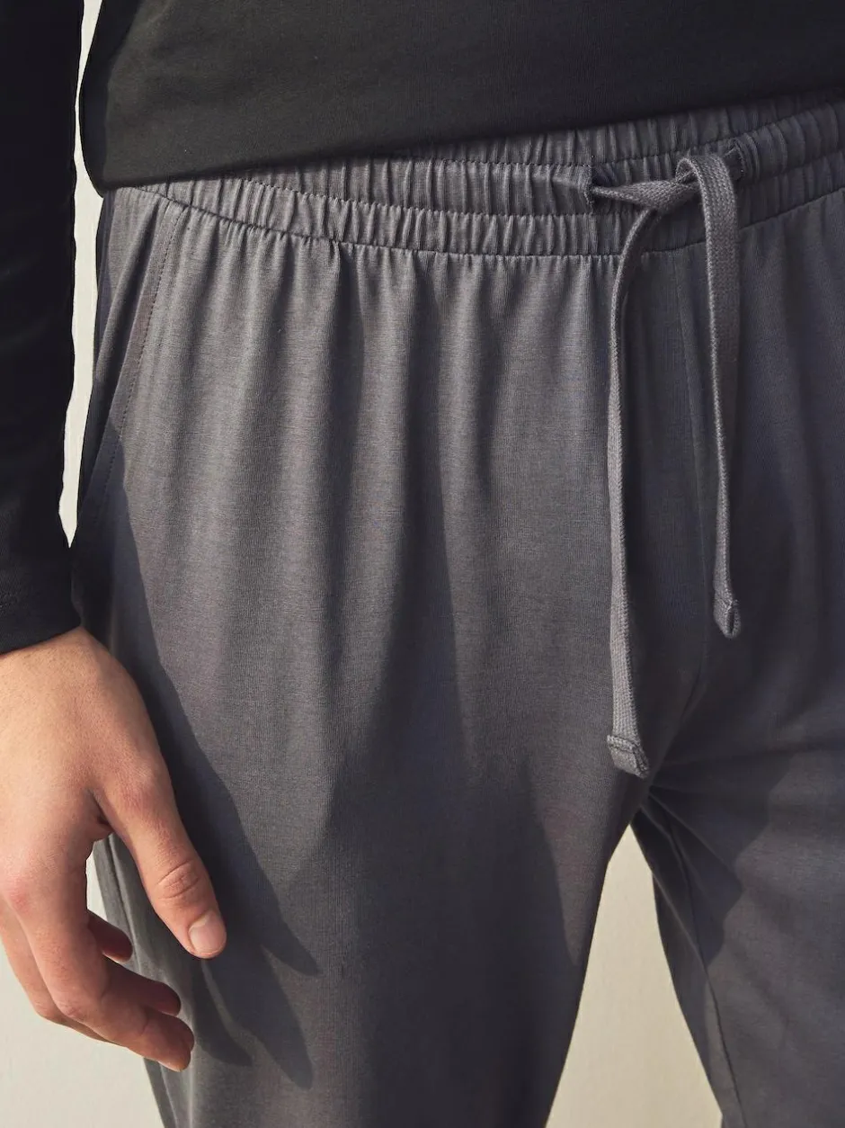Next Black/Grey Long Sleeve Cuffed 100% Cotton Pyjamas Outlet